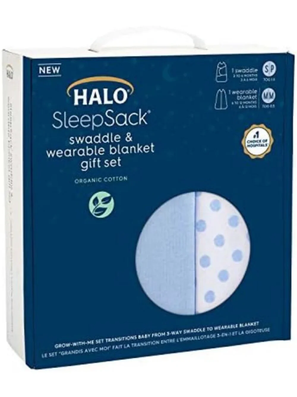 Organic Cotton Swaddle & Wearable Blanket Set 3-12 Months, 2-Piece Gift Box